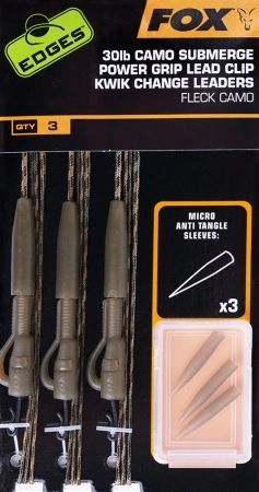 Fox Power Grip Lead Clip Kwik Change Leaders - Fleck Camo